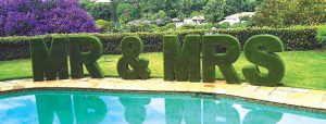 Artificial grass letters for MR & MRS