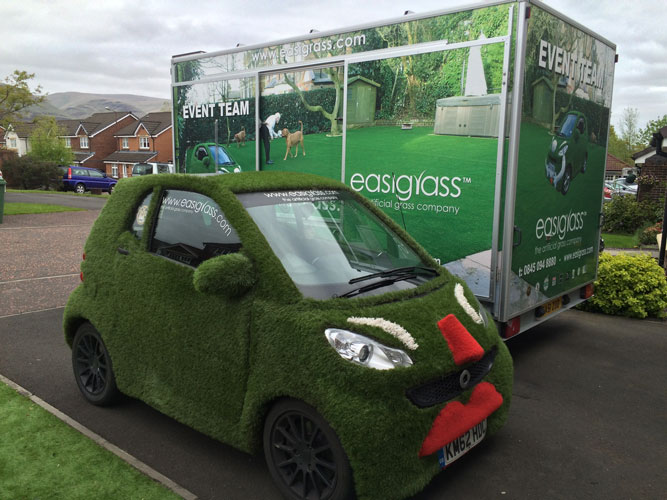 Easigrass car covered in artificial grass
