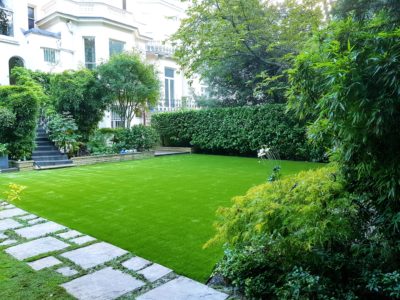 Installed artficial grass in backyard