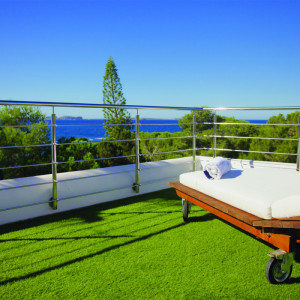 artificial grass with sunbed on a terrace